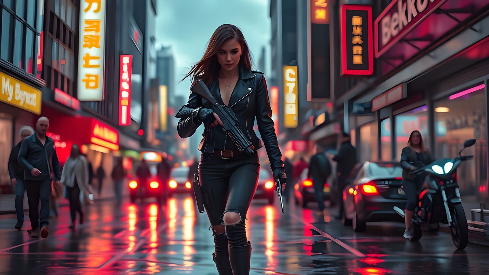 Cyberpunk Warrior in High-Resolution Masterpiece