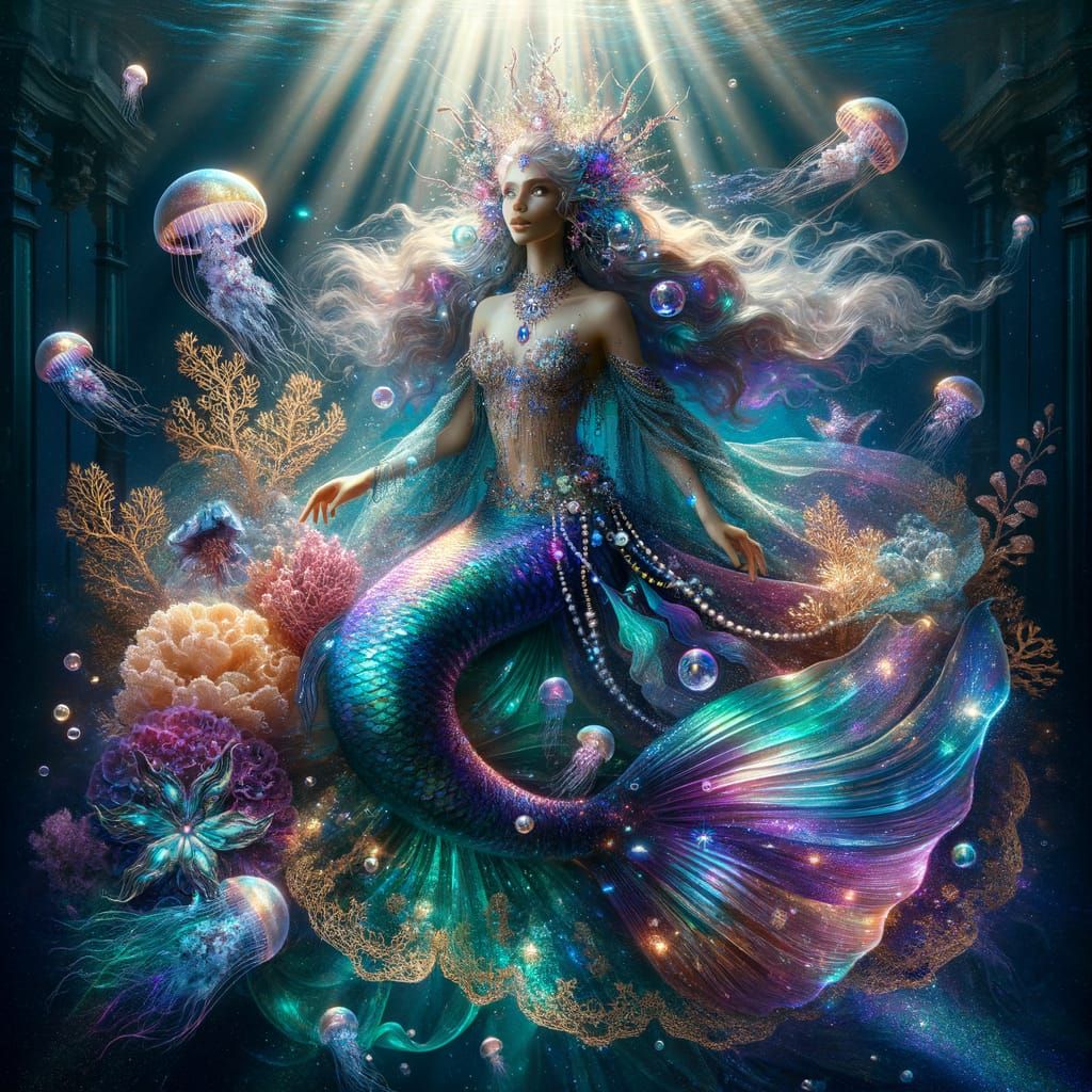 Majestic Mermaid Queen Ascending from the Deep