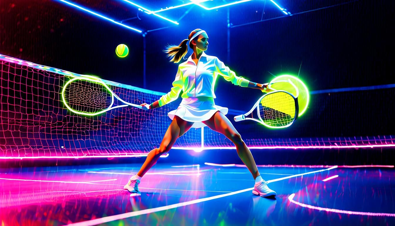Sci-Fi Women's Tennis Match with Laser Net