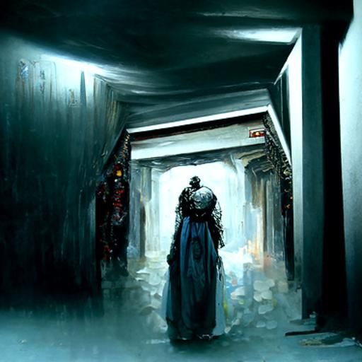 Gothic Horror Hallway in Doré Style