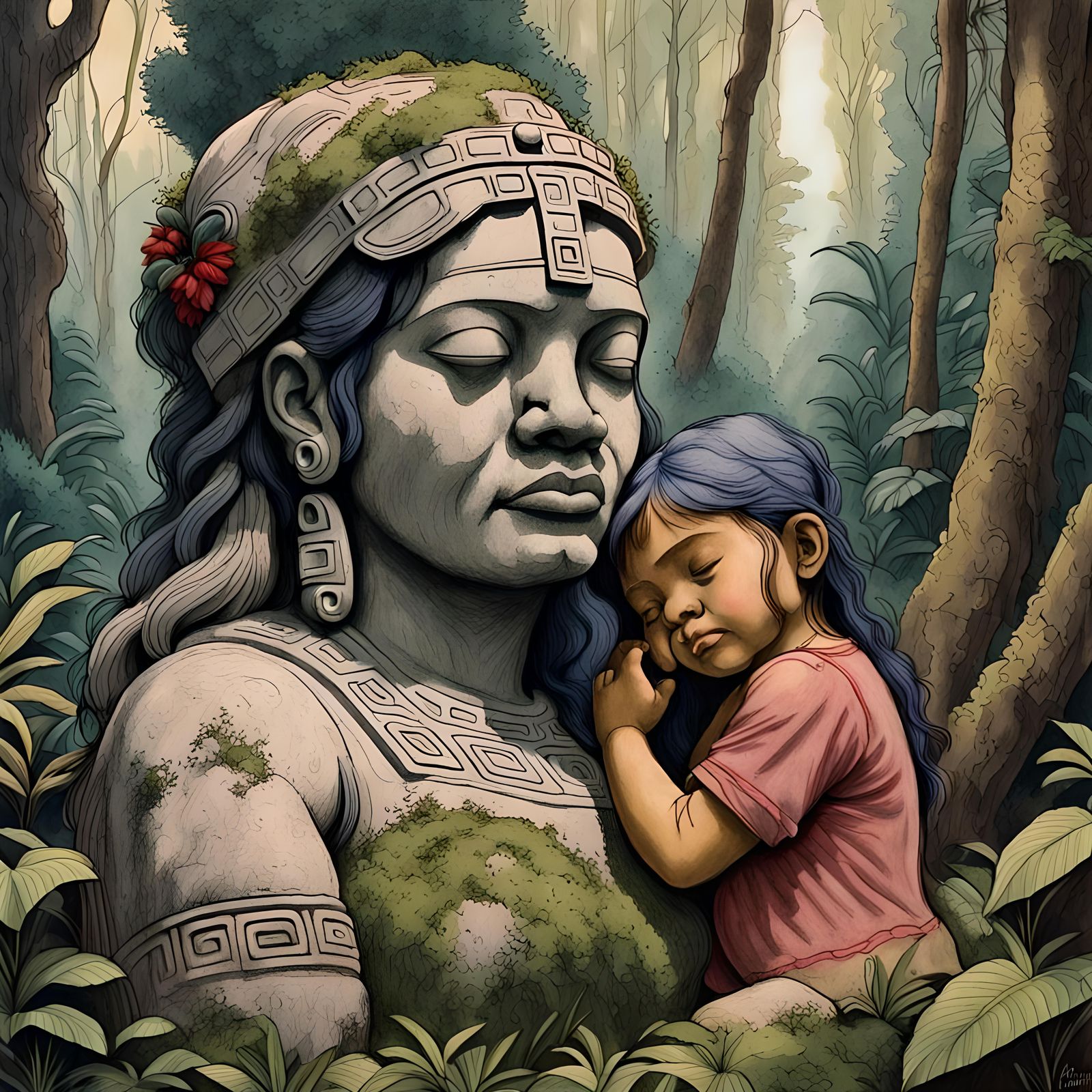 Sacred motherhood. The spirit of Pachamama comfort lonely souls