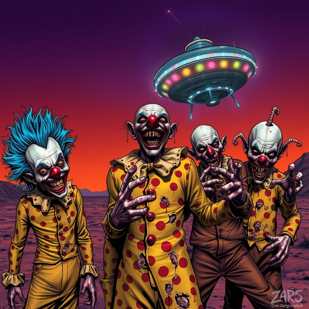 Eerie Clown Invasion on a Desolate Planet