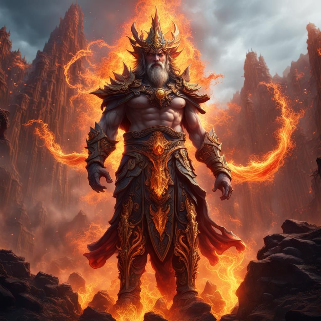 Detailed God of Fire Matte Painting