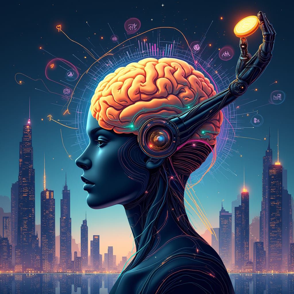 Futuristic Cityscape of AI-Driven Financial Growth and Perso...