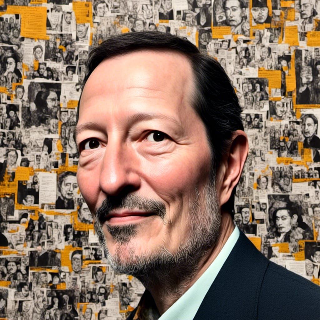 Close-Up Portrait with Newspaper Texture