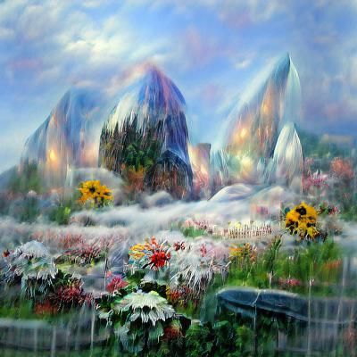 Ethereal Cosmo Glass Landscape in Kinkade Style