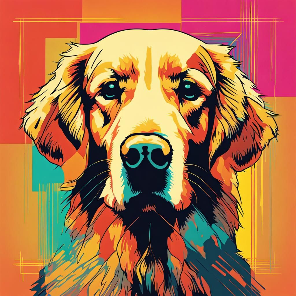 Golden Retriever in Pop Art Screen Print