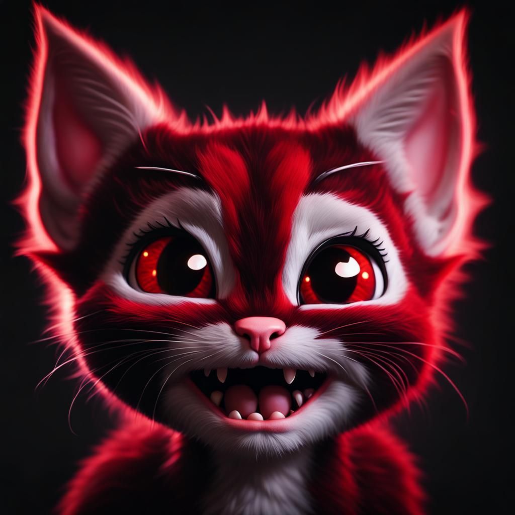 Adorable Pixar Vampire Kitten Portrait in 3D