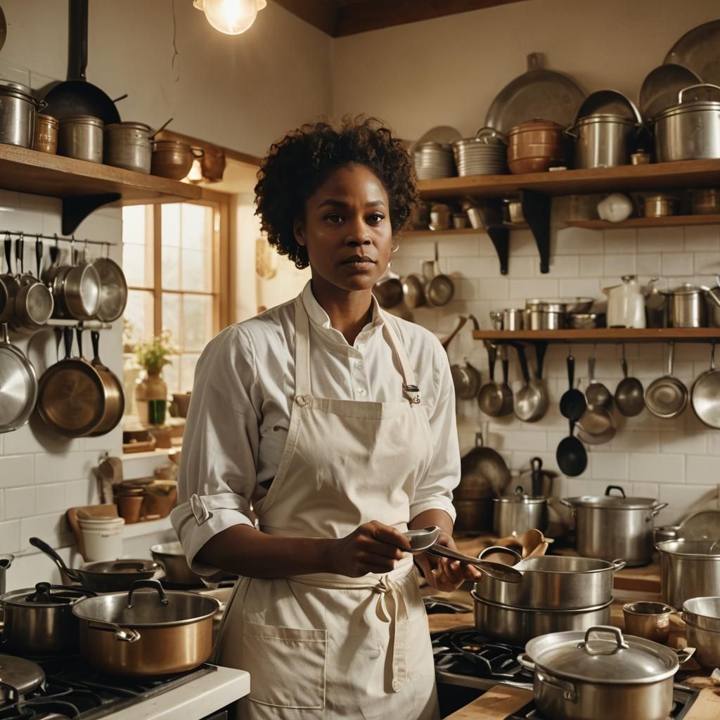 Lena Richard in Vintage Kitchen: Cinematic Portrait