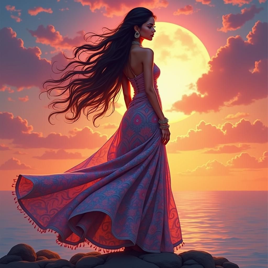 Elegant Indian Woman in Vibrant Traditional Saree