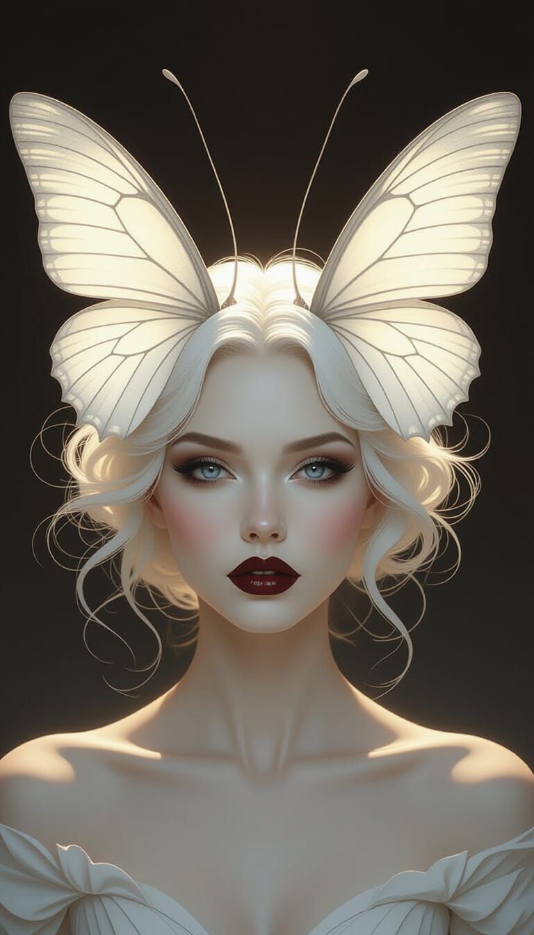 Surreal Portrait of Woman with Ethereal Butterfly Wings