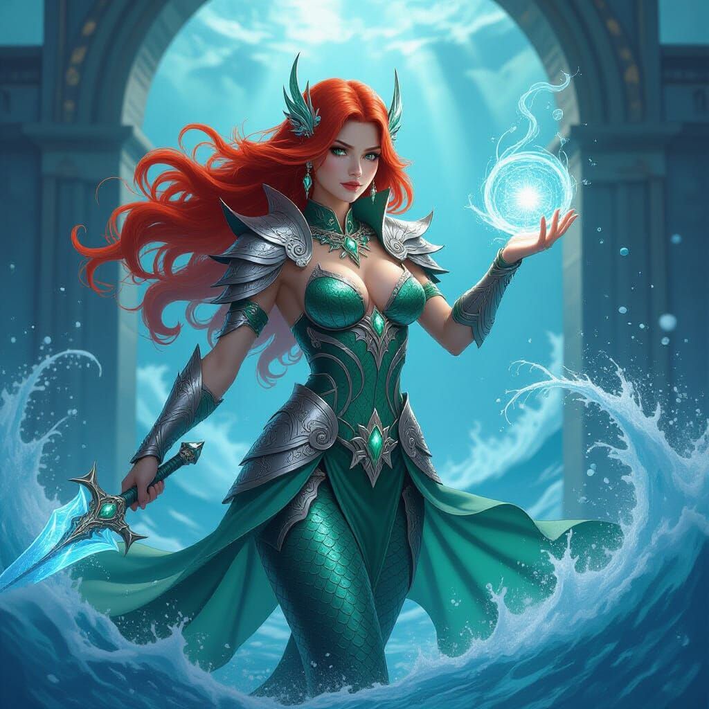 Magical Mermaid Warrior with Ice Magic