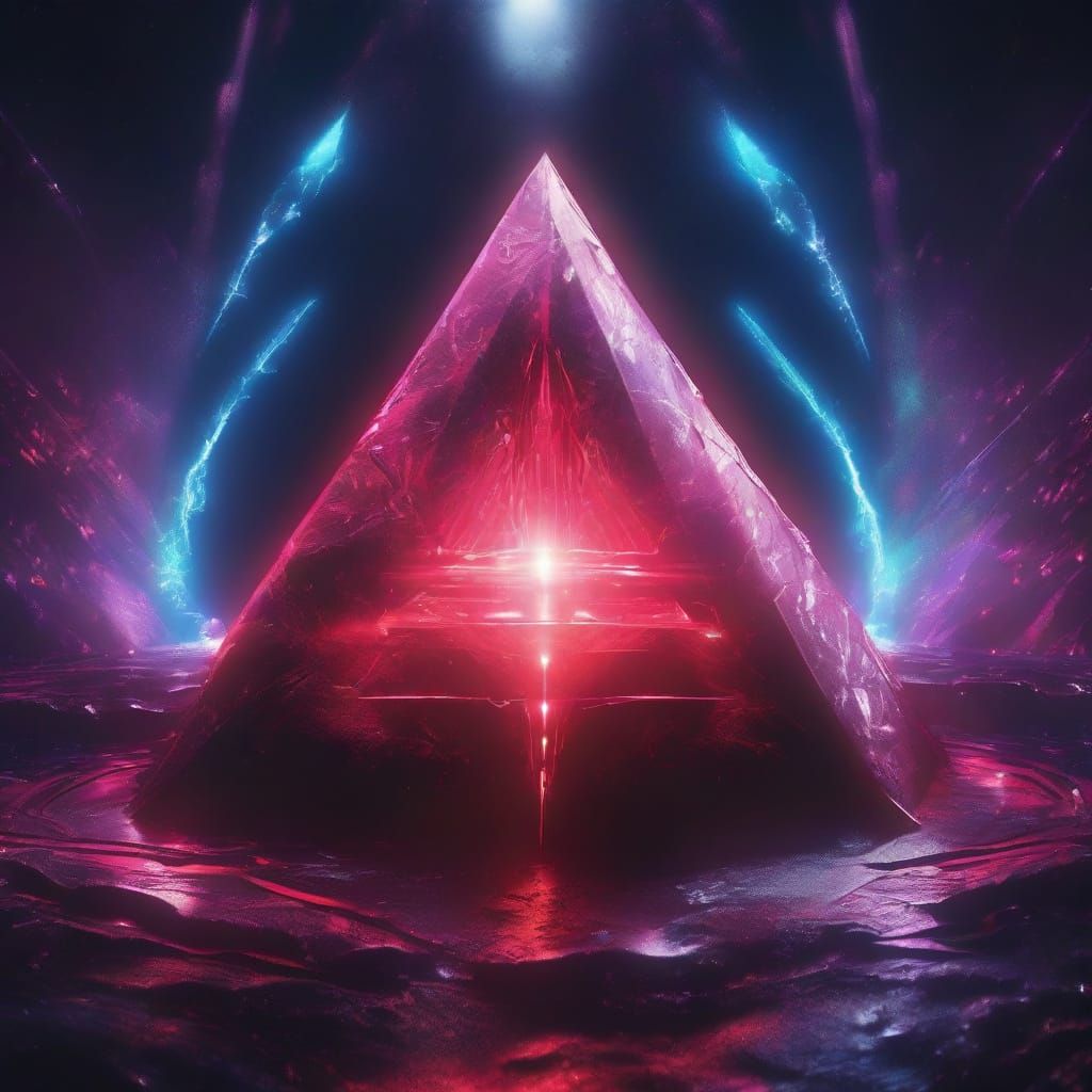 Vibrant Ruby Pyramid in Cosmic Energies