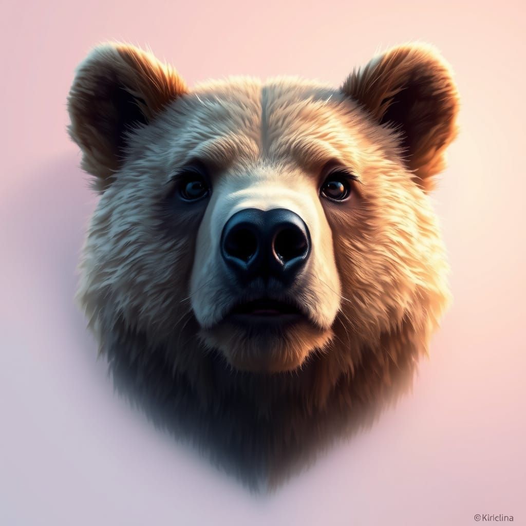 Innocent Bear's Face in Dreamy Pastel Hues