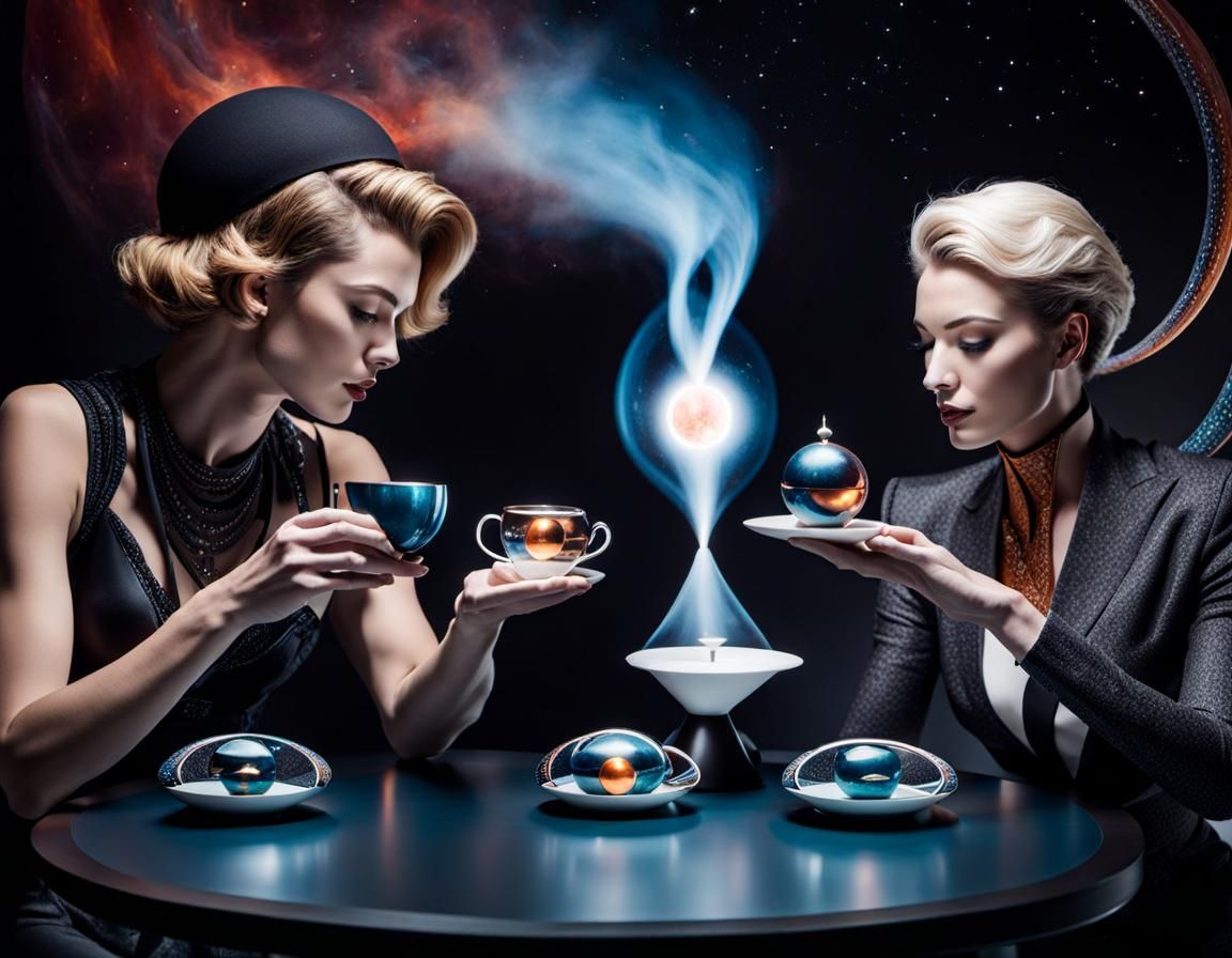 Intricate Atomic Universes Contained Within Tea Drinkers