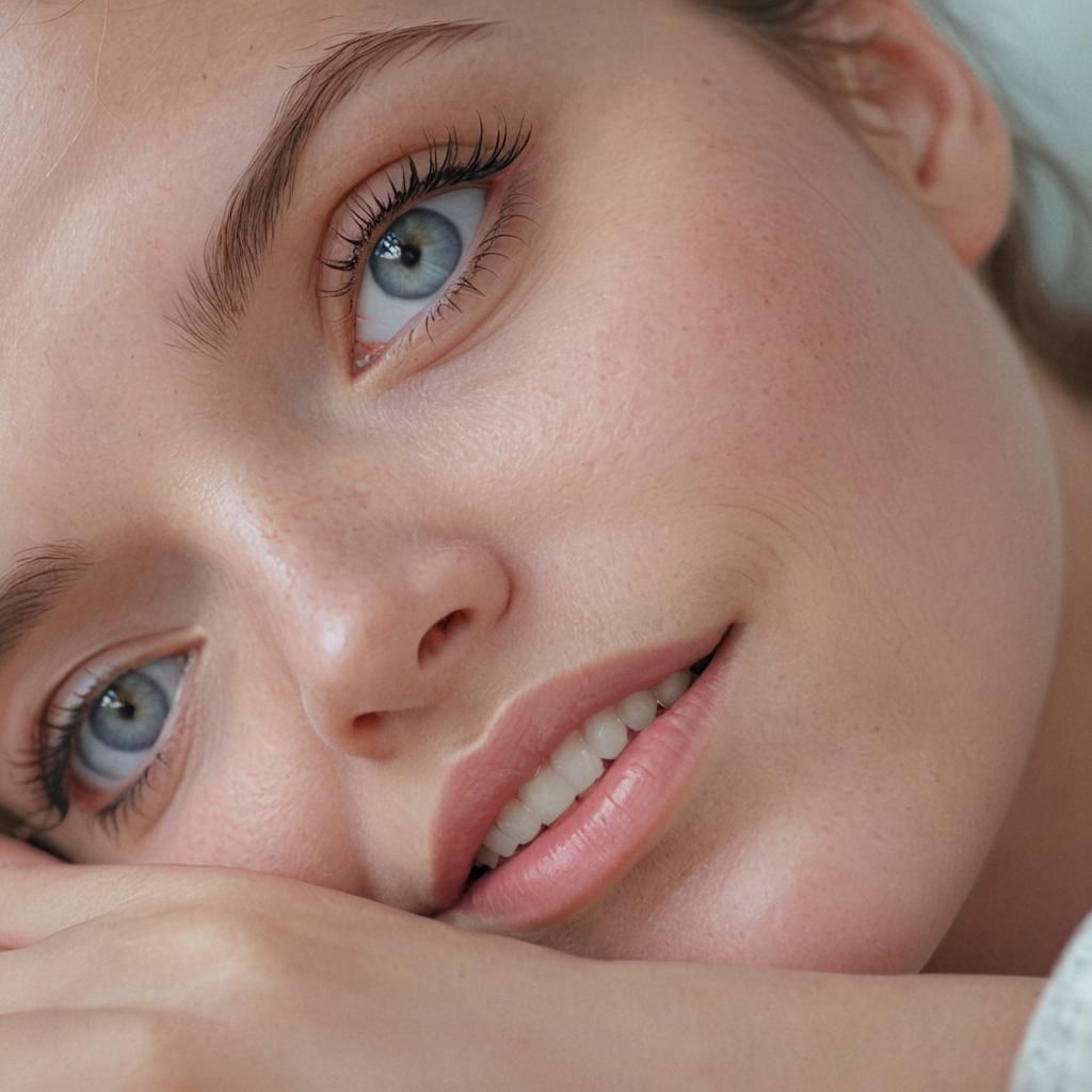 Hyperrealistic Portrait of a Woman Waking Up