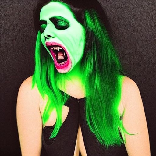 Horrifying Yokai Woman with Split Face