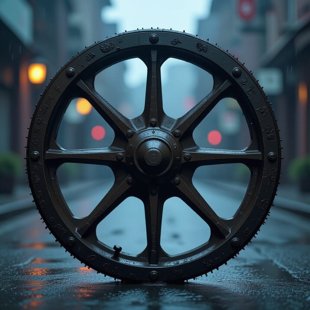 Vintage Wheel with Intricate Details in HDR