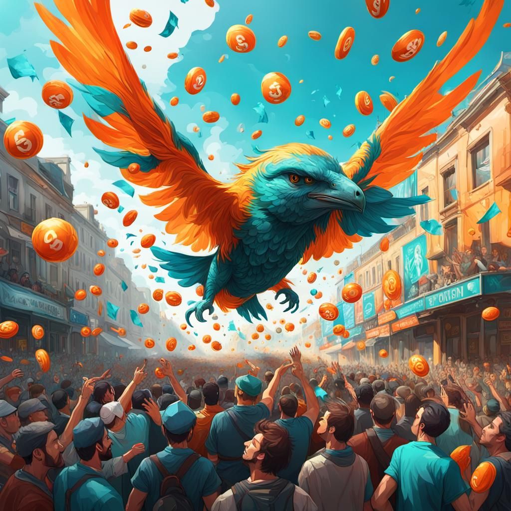 Lottery Ticket Over Crowd, Digital Concept Art