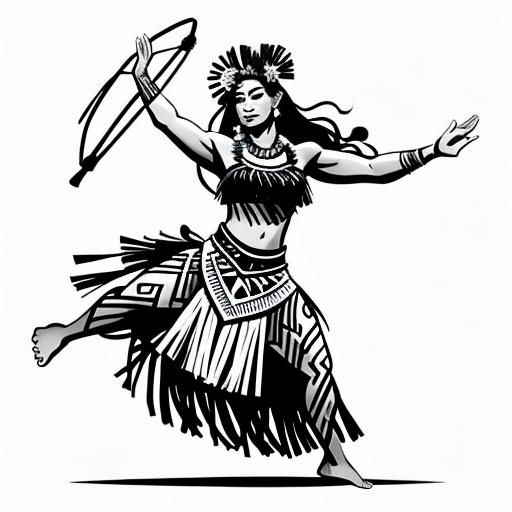 Polynesian Hula Dancer: Minimalist Ink Sketch