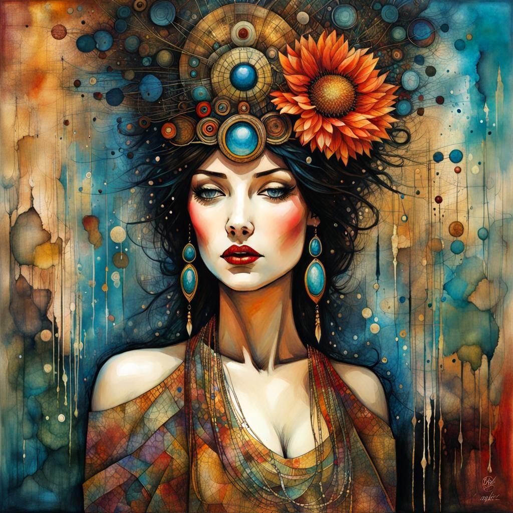 Upside-Down Frame in Art Brut Liquid Ink Style