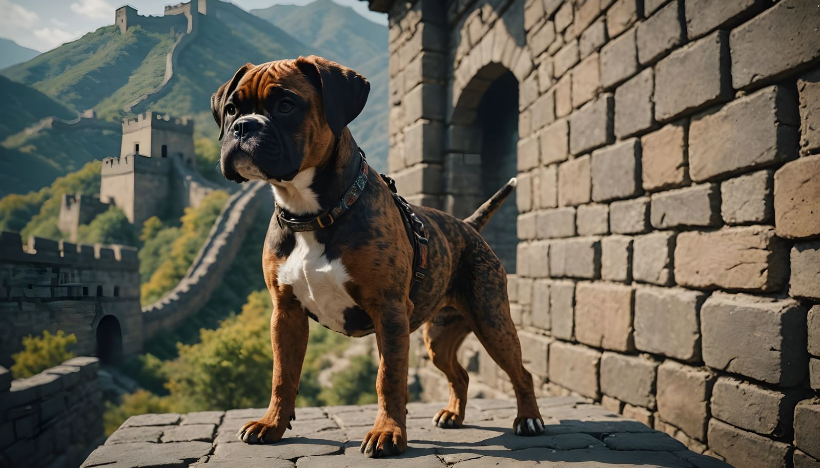 puppy boxer-dog on a secret mission
