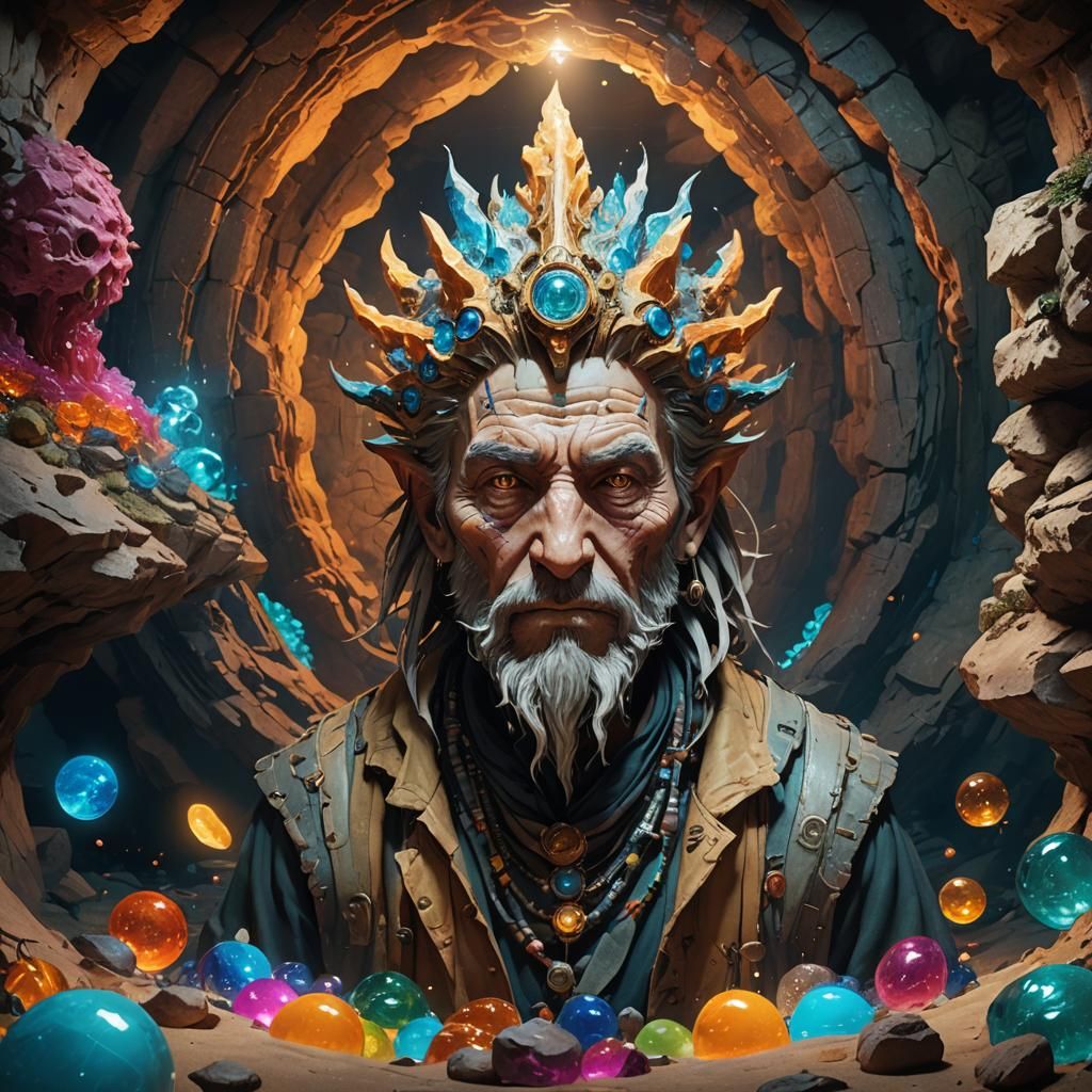 Alchemist's Eternal Transformation Experiment in 3D Cave