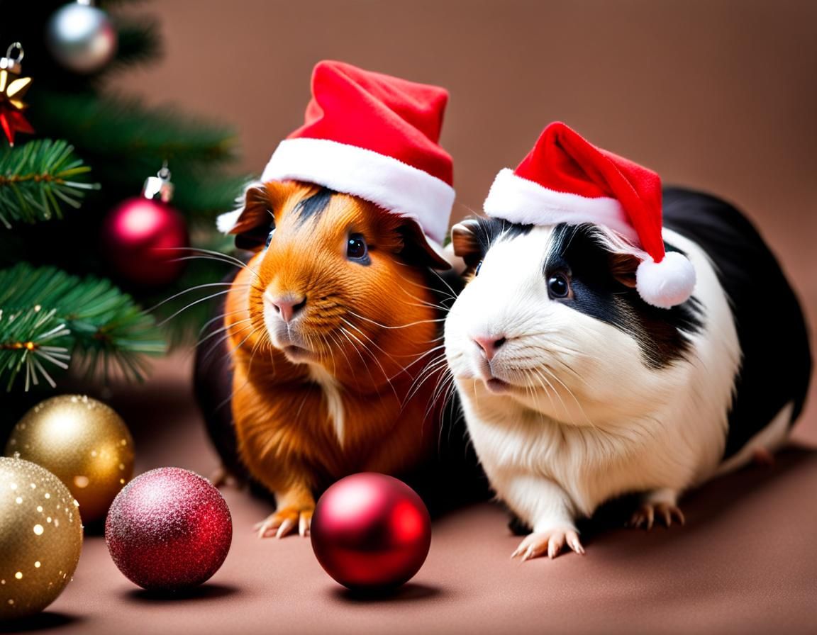 Festive Guinea Pigs Celebrate Christmas