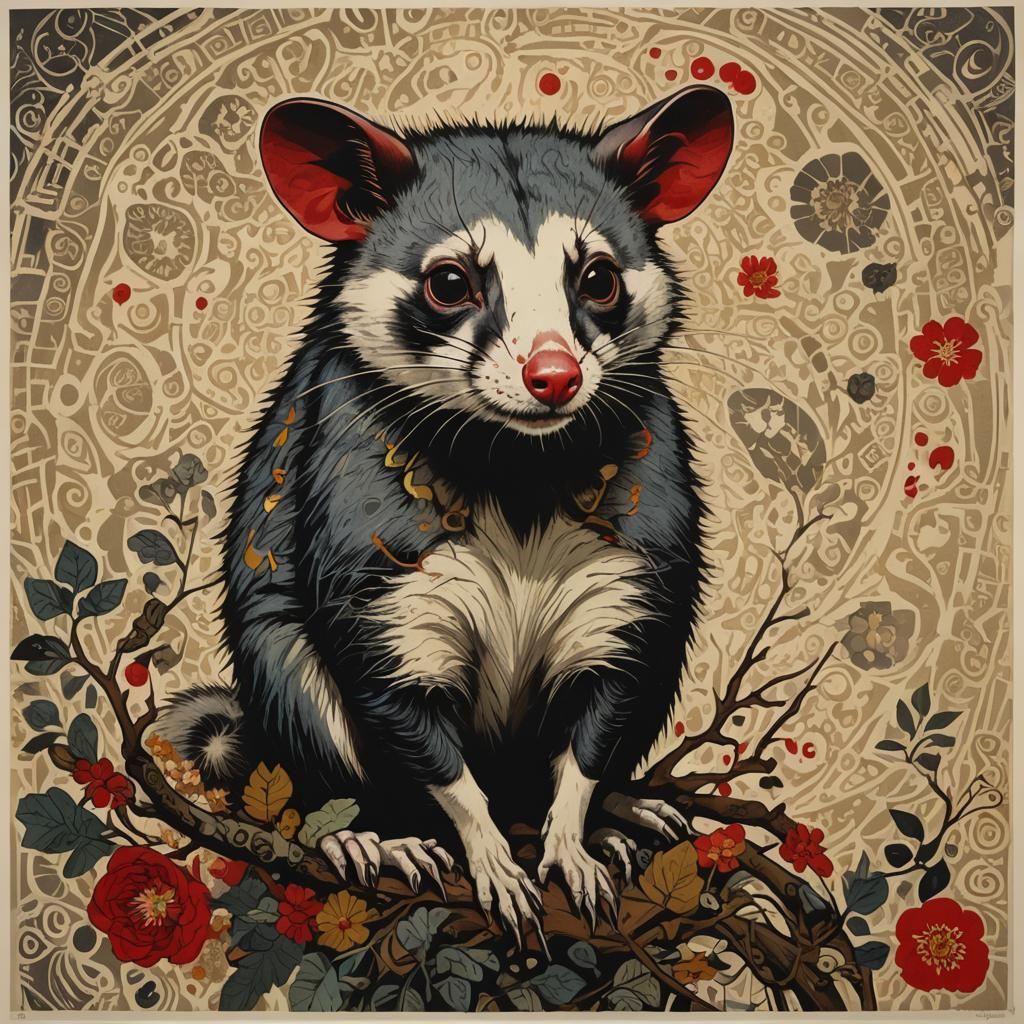 Opossum Art Inspired by Street and Print Art
