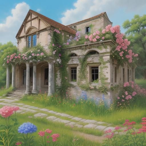 Ruins Reclaimed: Roses in an Oil Painting