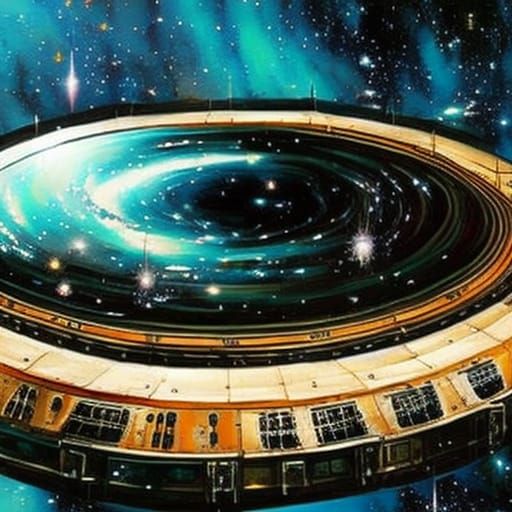 High-Speed Starship Navigates Deep Cosmos: Matte Painting