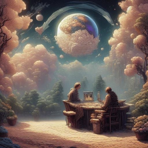 Realistic Flower Vase Digital Painting with Ethereal Glow