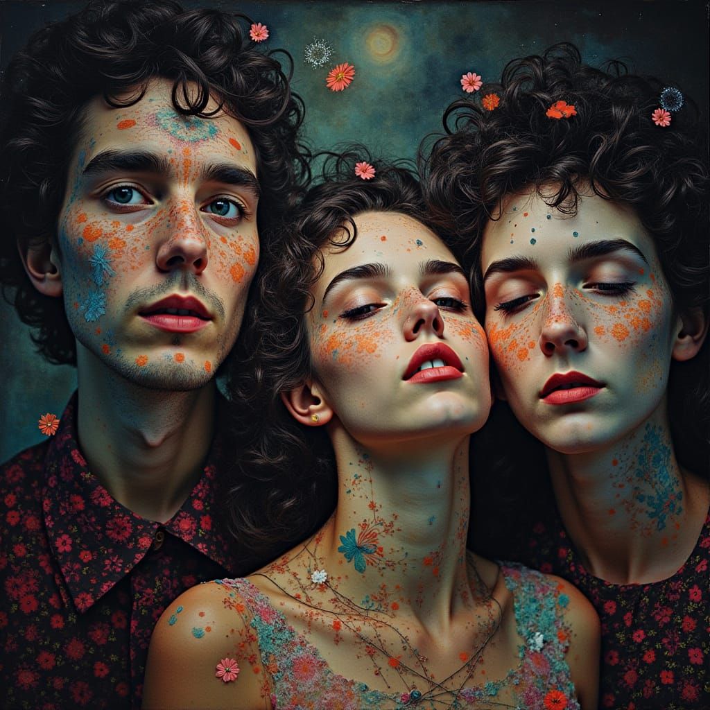 Psychedelic Rock Band Album Cover Collage in 1960s Style