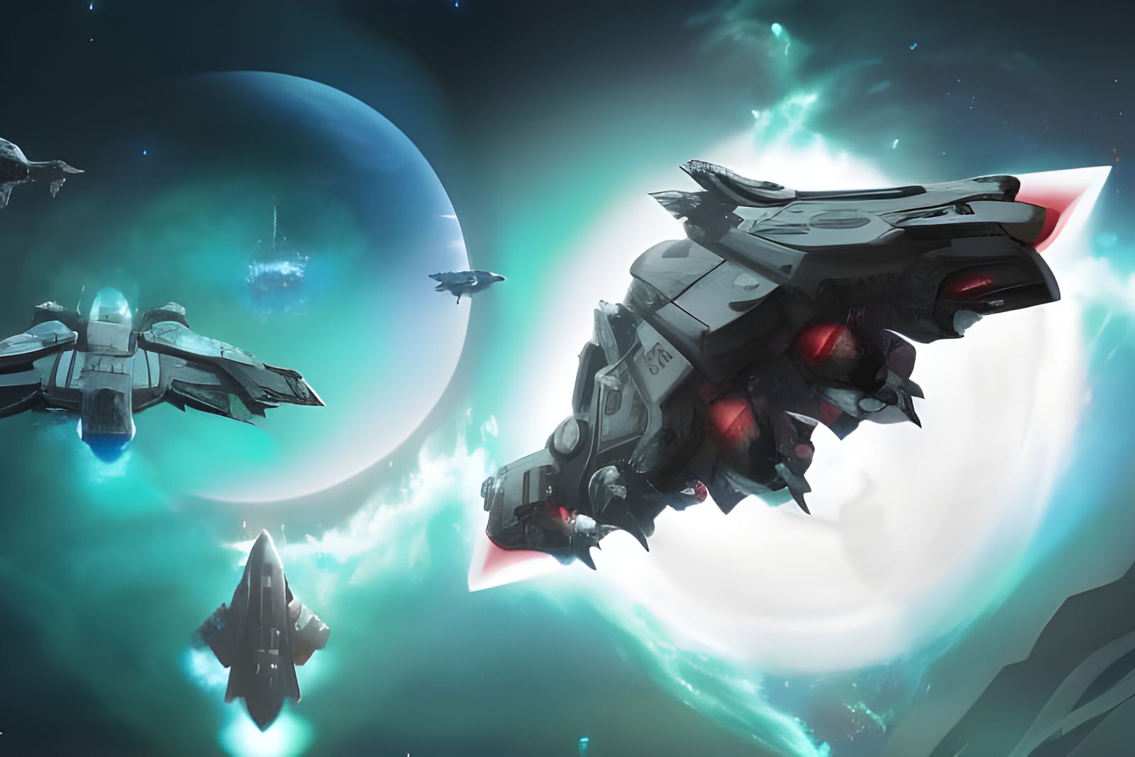 UNSC Halberd-Class Destroyer Warship in Deep Space