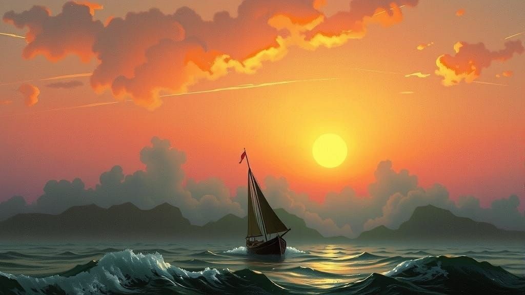 Ethereal Hudson River School-Inspired Painting of a Boat at ...