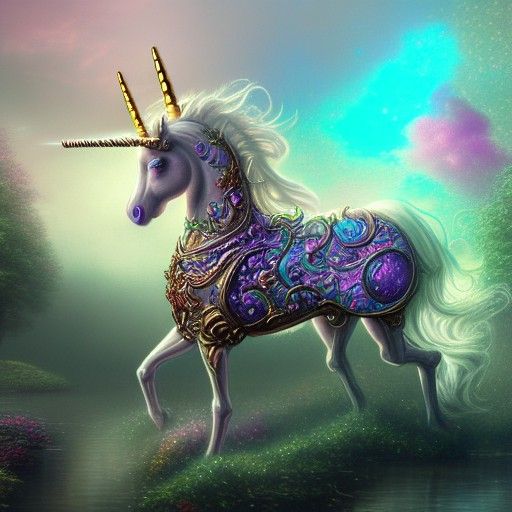 Astral Unicorn with Ornate Jewels in Pastel Colors
