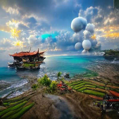 Tranquil Bali Landscape with Rice Terraces