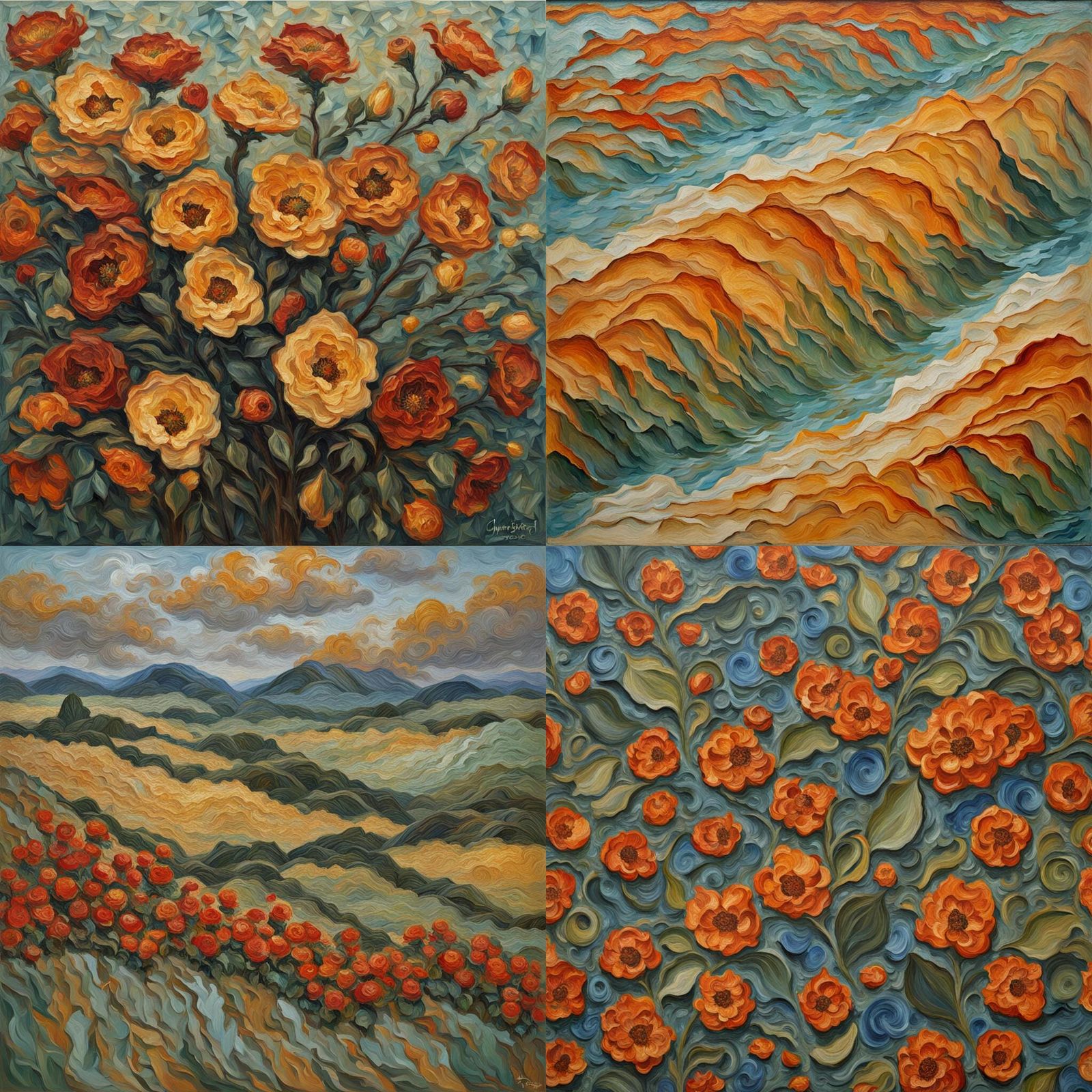 Abstract Impasto Painting with Thick Texture