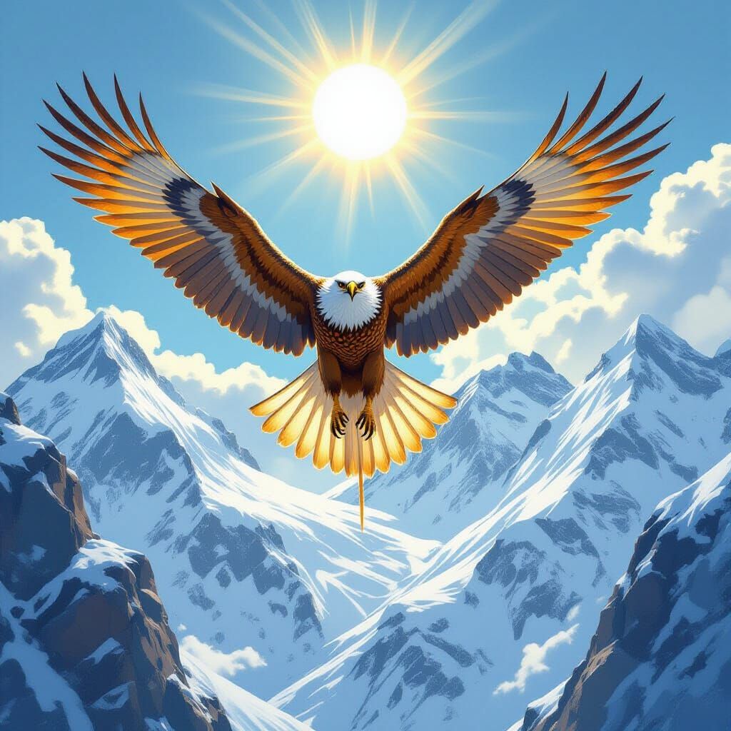 Golden Hawk Glides Down Mount Everest Cliff