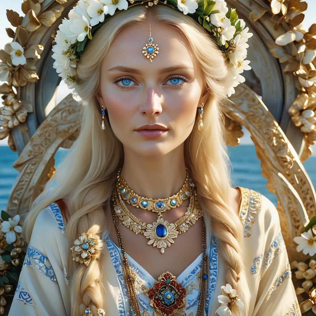 Angelic Russian Beauty in Spiritual Realism Portrait