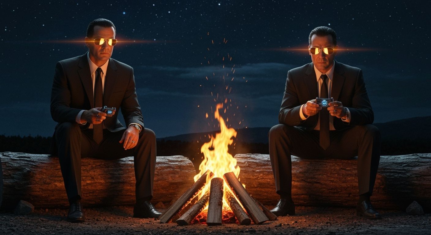 Men in Black Agents Under Starry Sci-Fi Sky