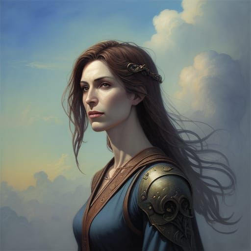 Enigmatic Delphic Oracle Breathing Vapors, Cloudscape, Watercolors, Fantasy, Peter de Seve, Peter Gric