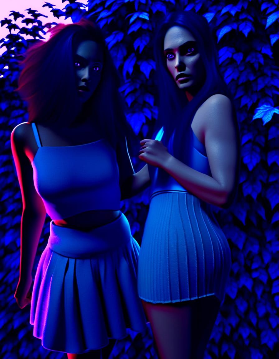 Vampires in Dark Forest, Fantasy Art