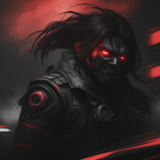 Edgy Cyberpunk Car in Charcoal and Ink