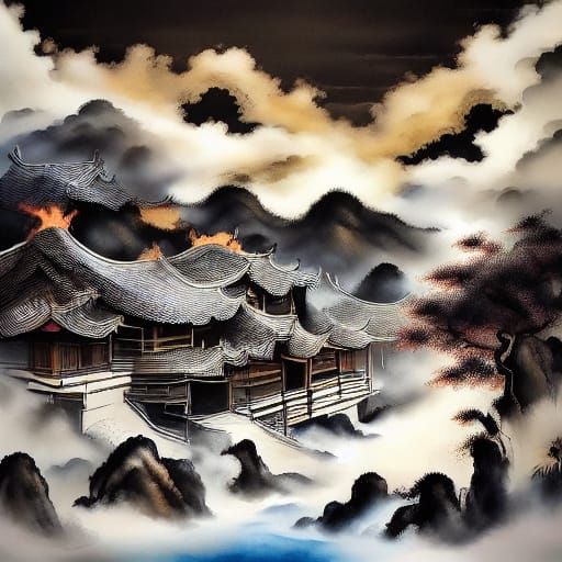 Volcanic Eruption and Tsunami Devastate Mountain Village