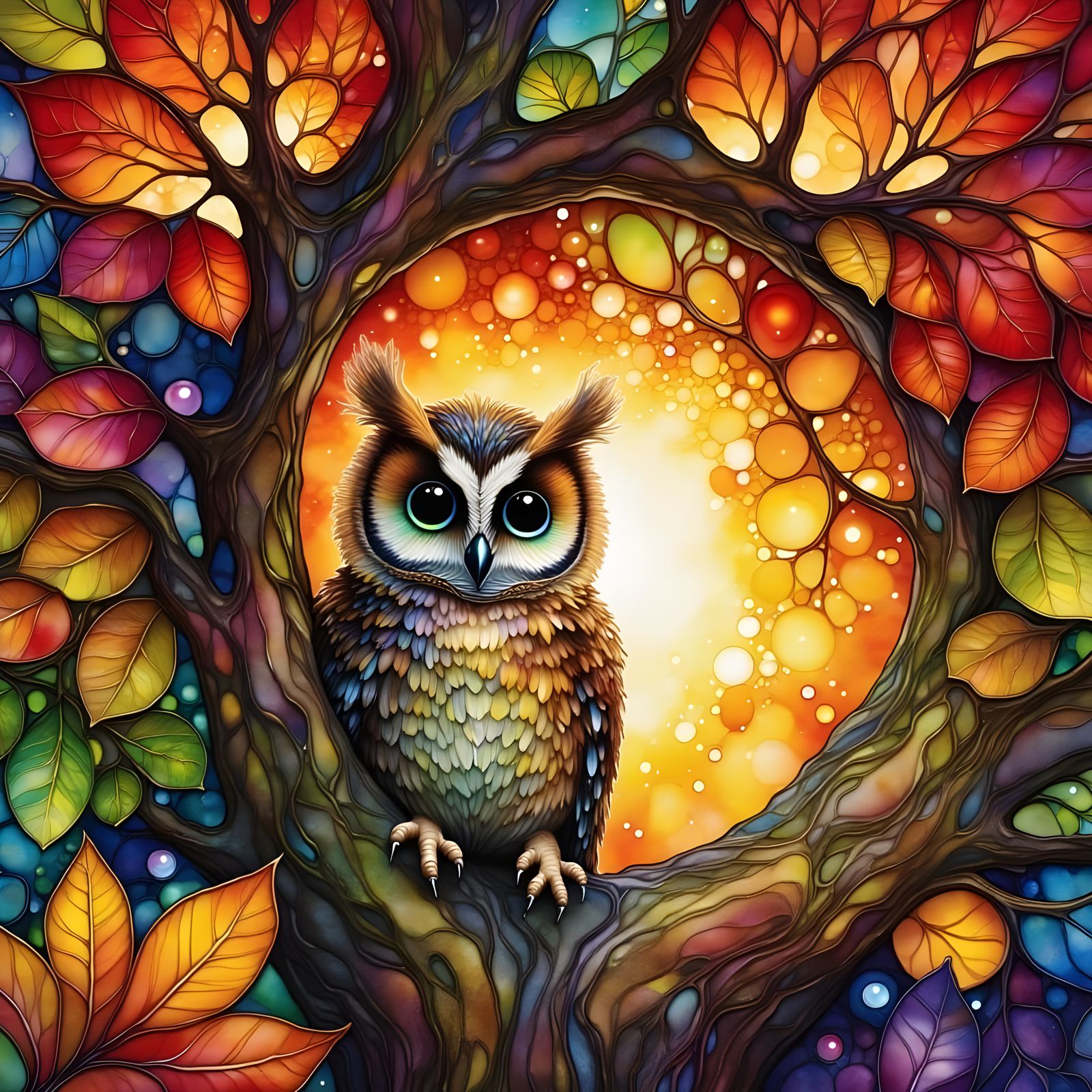 Surreal Autumn Forest Calls to a Fluffy Baby Owl