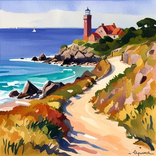 Rønne on Bornholm as Impressionist Gouache Painting