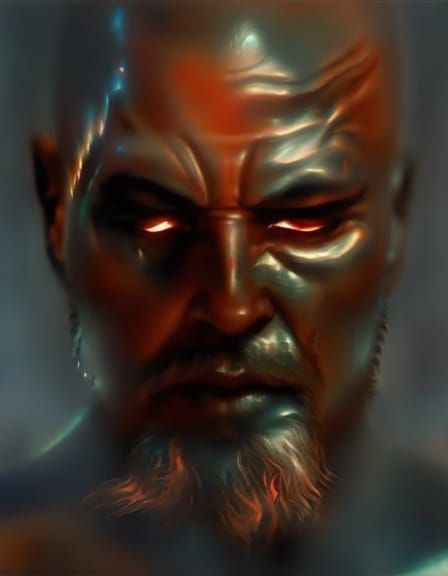 Ornate Portrait of a Muscular Man with Blackened Eye