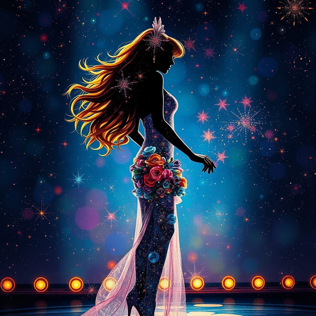 Glamorous Showgirl in Impressionistic Surrealism