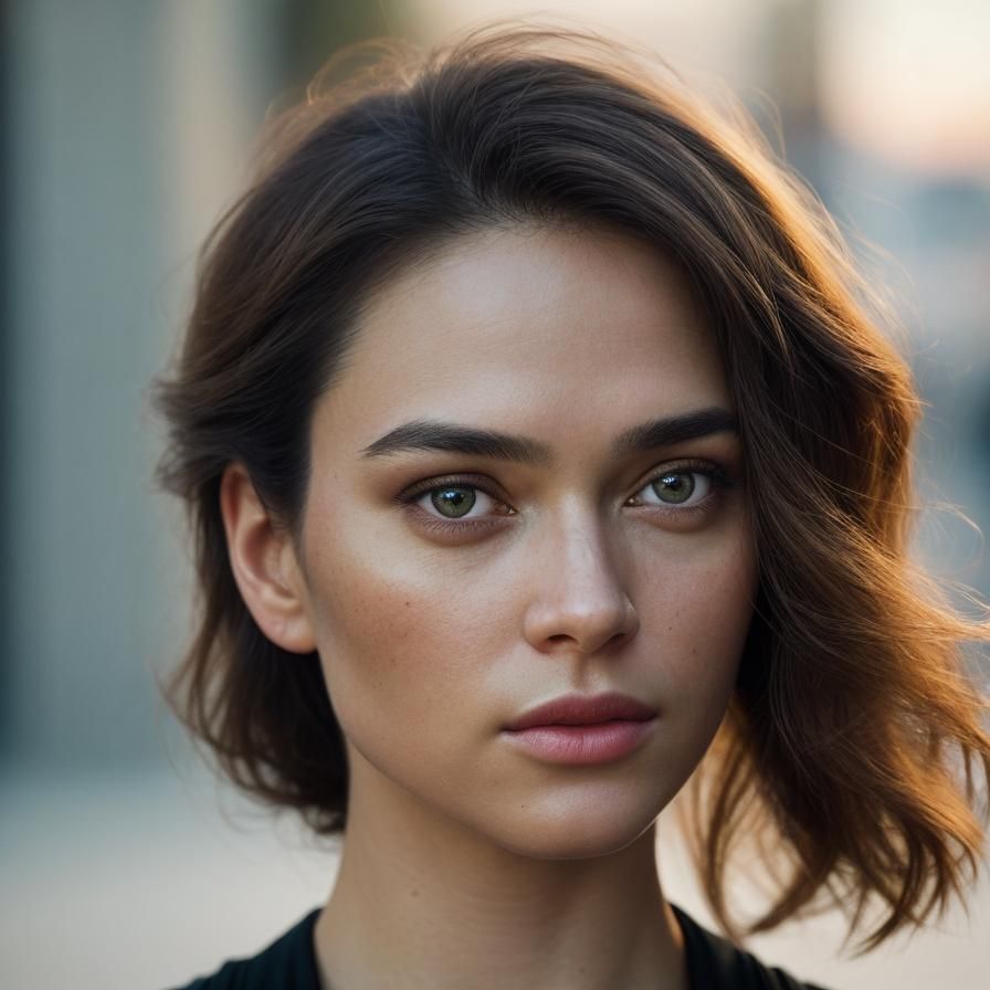 Hyperrealistic Portrait of a Young Woman with Enigmatic Smil...